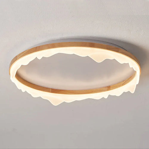 plafonnier en bois intelligent avec anneaux à led moderne