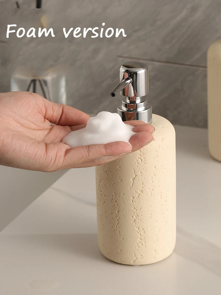 Retro Natural Stone Press on Shower Gel Dispensing Bottle, Home Storage Bottles, Bathroom Appliances, Wash Basin, Tabletop Ornam - vue 3 sur 12