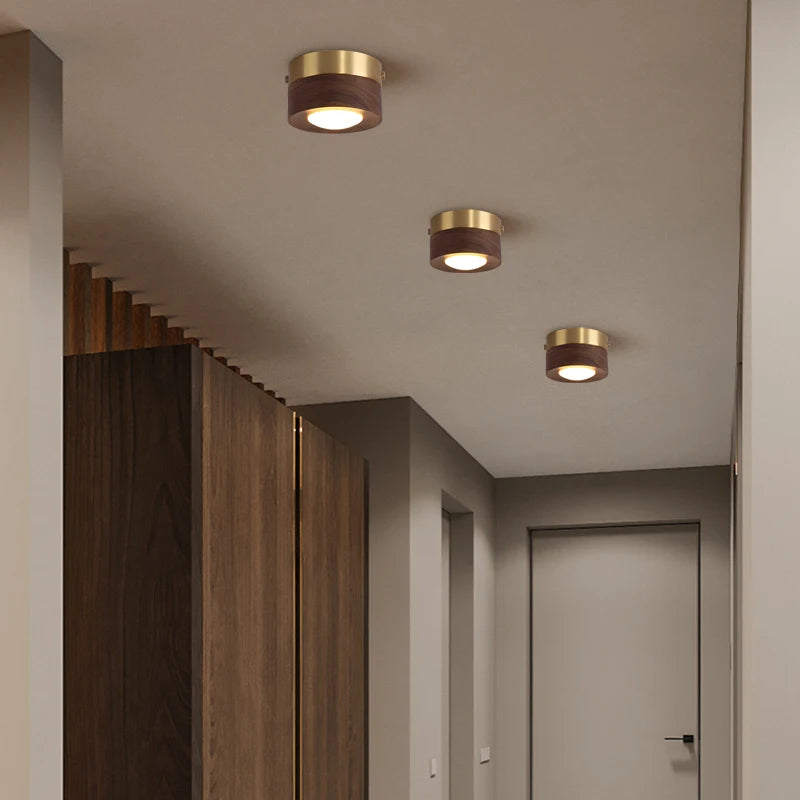 lampe plafonnier en noyer et frêne led décoration maison - vue 3 sur 10