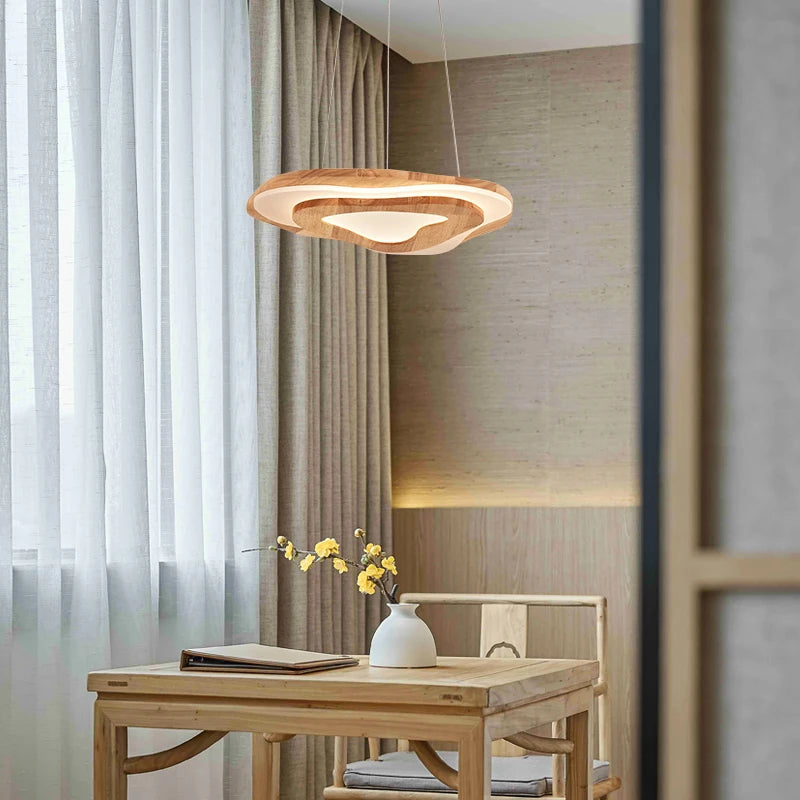 Plafonnier Chinois Zen en bois nuage acrylique LED - vue 4 sur 11