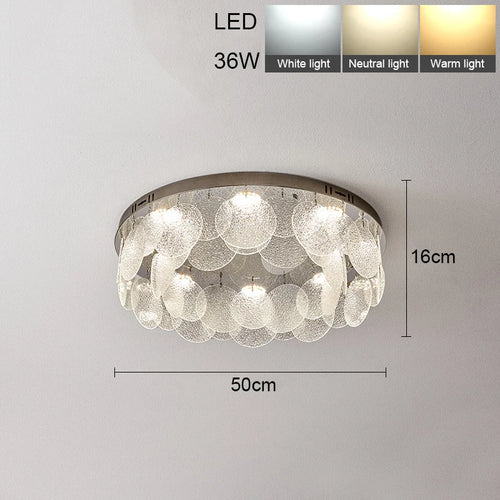 Plafonnier Led rond en verre et cristal - vue 9 sur 10