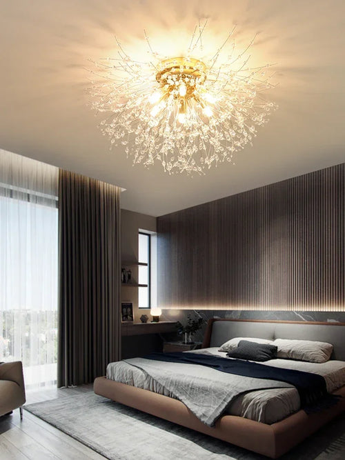 Modern Dandelion Crystal Pendant, Living Room, Dining Room, Bedroom Ceiling Light, Room Light, Fireball Decorative Light - vue 6 sur 12