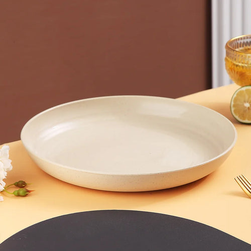 Ensemble 4 assiettes creuses plastique motif blé incassables