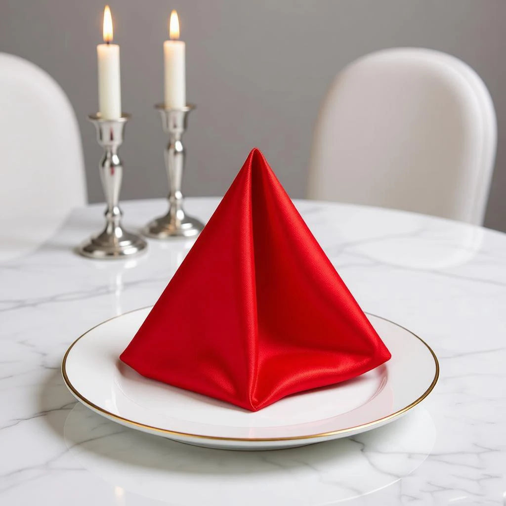 Serviette de table satin décorative pour mariage lot - vue 4 sur 5
