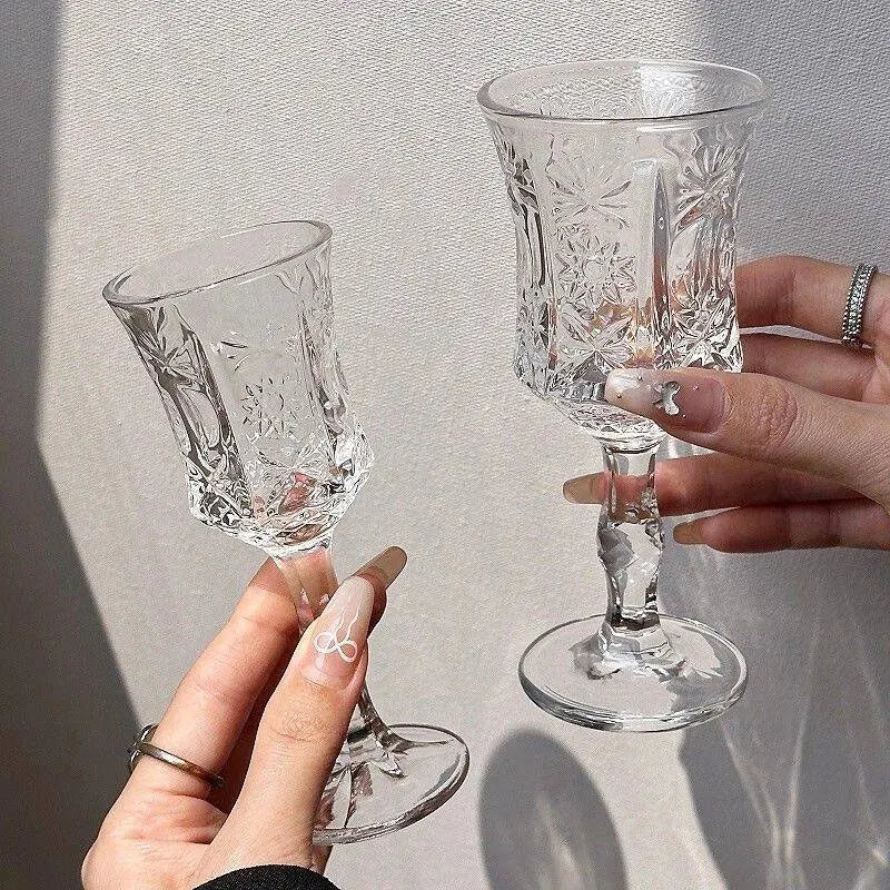 Lot deux verres champagne pied haut style vintage