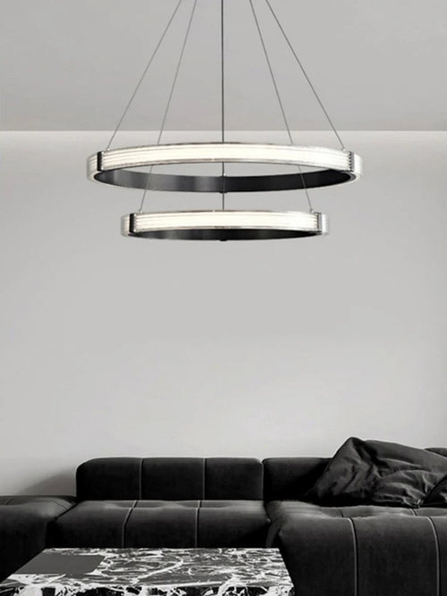 Modern circular acrylic pendant light for minimalist interior decor - vue 4 sur 9