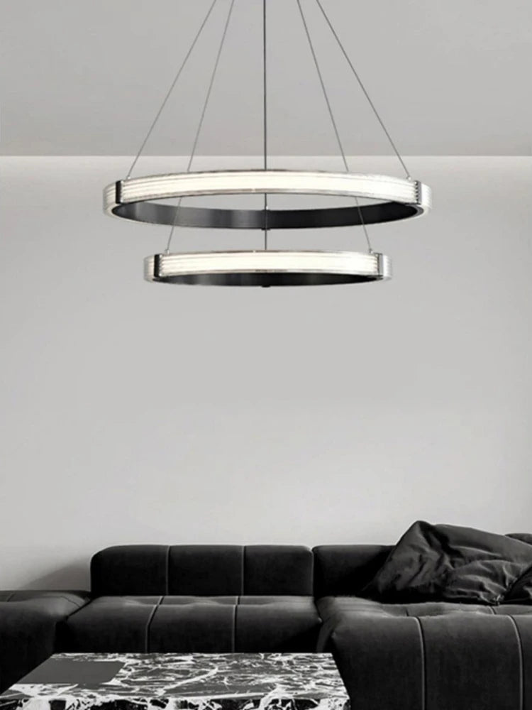 Modern circular acrylic pendant light for minimalist interior decor - vue 3 sur 9