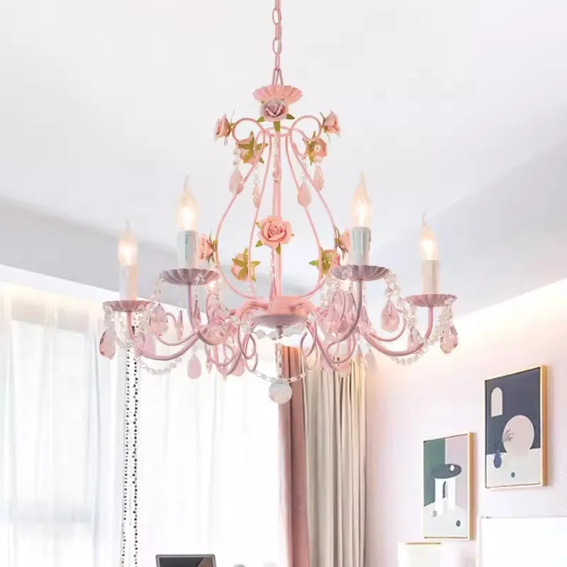 lustre en cristal bouquet floral style pastoral pour chambre d'enfant - vue 4 sur 7