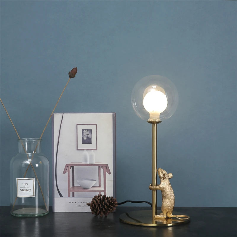 lampadaire moderne souris en résine lampe à LED décoration créative - vue 6 sur 8
