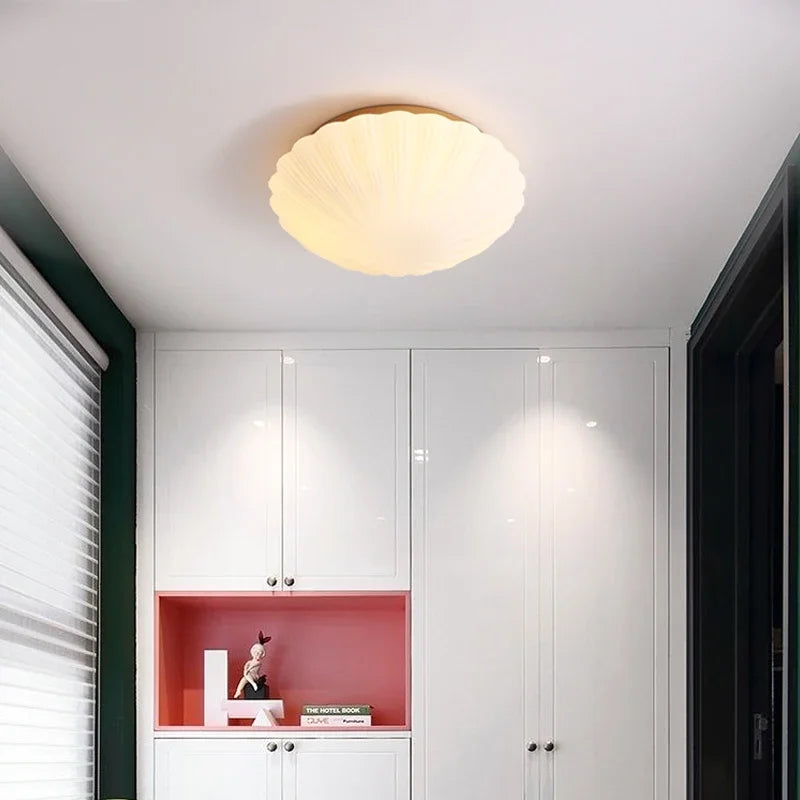 plafonnier en verre de coquillage style nordique pour décoration intérieure - vue 5 sur 7