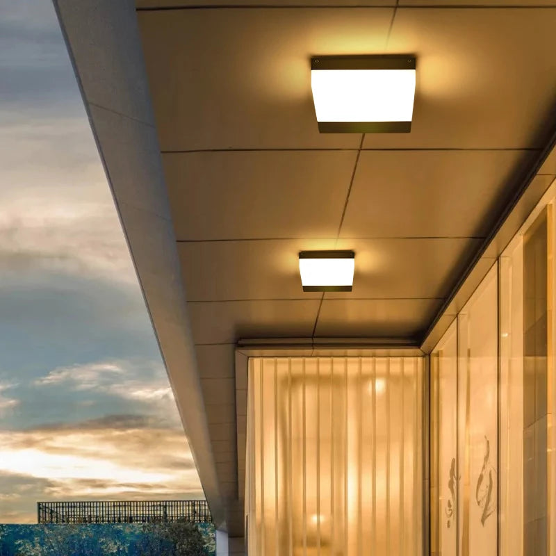 plafonnier étanche rond carré pour jardin balcon lumineux - vue 4 sur 12