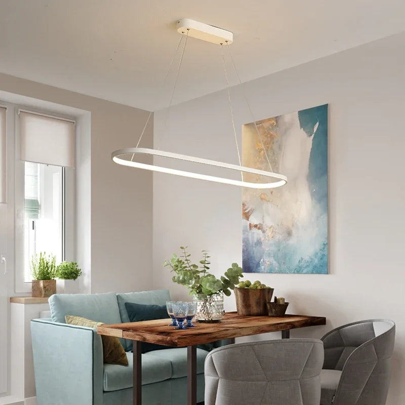 Minimalist Nordic oval chandelier for interior decoration - vue 4 sur 14