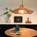 Vintage hemp rope pendant light with Japanese wabi-sabi shade