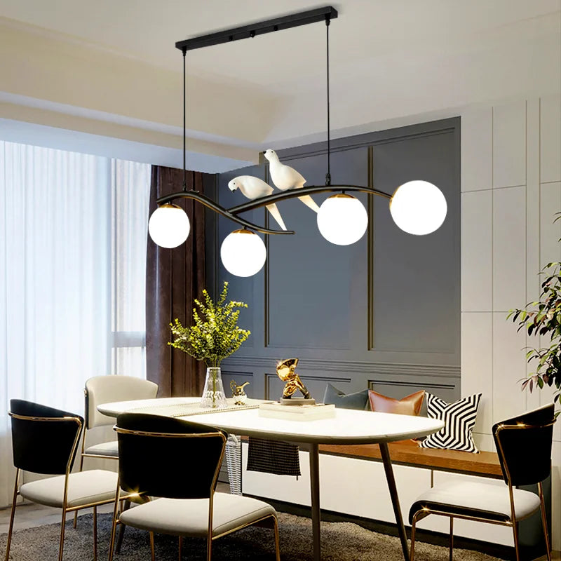 suspension créative moderne à 4 têtes pour éclairage luxe - vue 5 sur 8