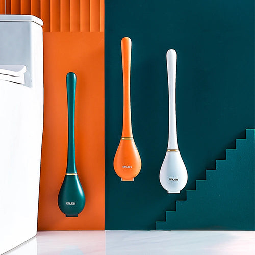 Soft Silicone Toilet Brushes with Hanging Holder Set, Wall-Mounted, Long Handled Cleaning Brush, Hygienic Bathroom Accessories - vue 2 sur 9