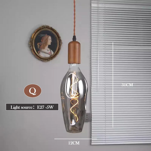 lustre en verre d'art rétro en bois massif créatif pour décoration intérieure - vue 15 sur 25