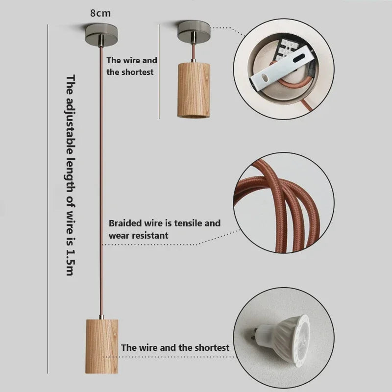 lampe suspendue nordique en bois luminaire décoratif d'intérieur - vue 7 sur 10
