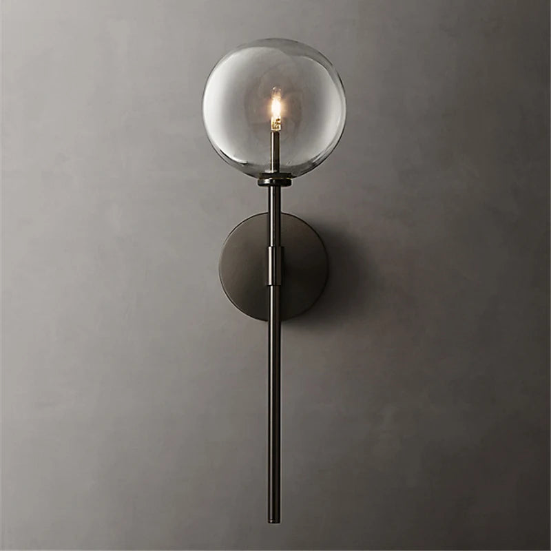 applique murale nordique rétro en boule de verre transparent pour décoration - vue 5 sur 9