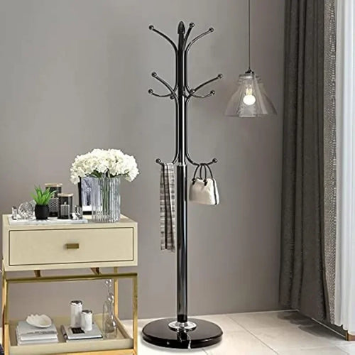 Metal Coat Rack Stand with Natural Marble Base, Free Standing Hall Tree with 12 Hooks for Hanging Scarf, Bag, Jacket - vue 3 sur 8