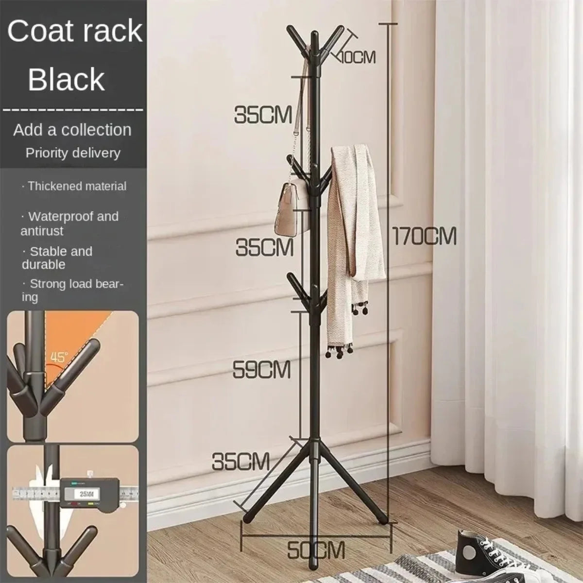 porte-vêtements et chapeaux support vertical en forme de branche d'arbre - vue 6 sur 8