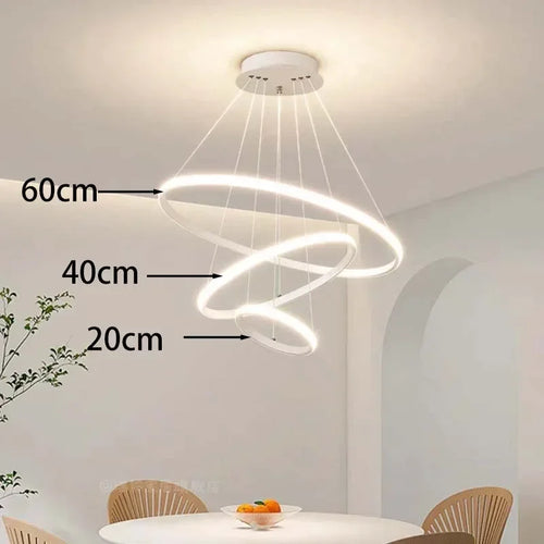 lustre moderne rond à trois cercles design élégant - vue 12 sur 13