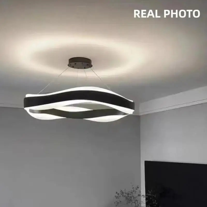 lustre moderne en acier led avec suspension en acrylique - vue 6 sur 18