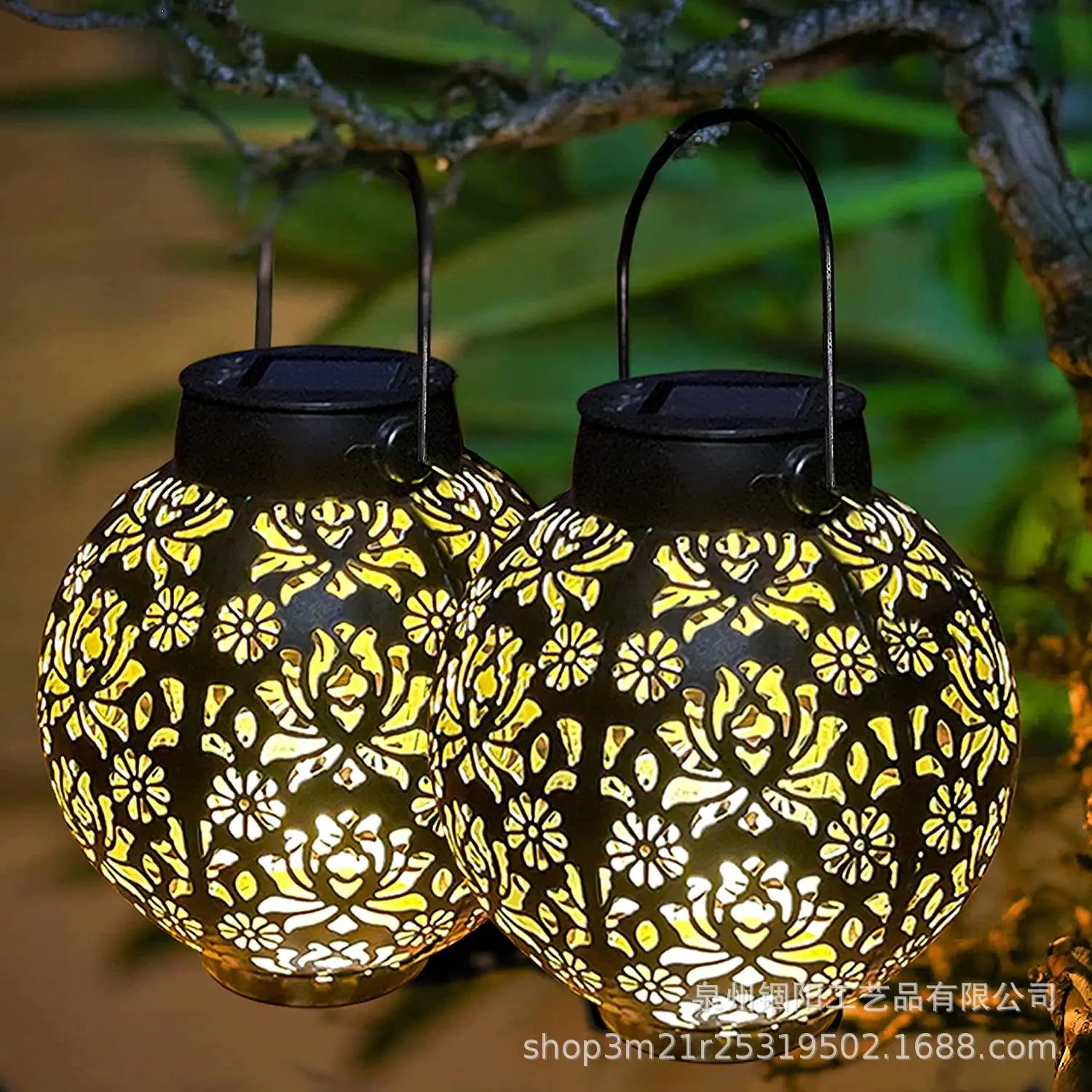 lanterne solaire à led en fer forgé pour jardin décoratif - vue 5 sur 8