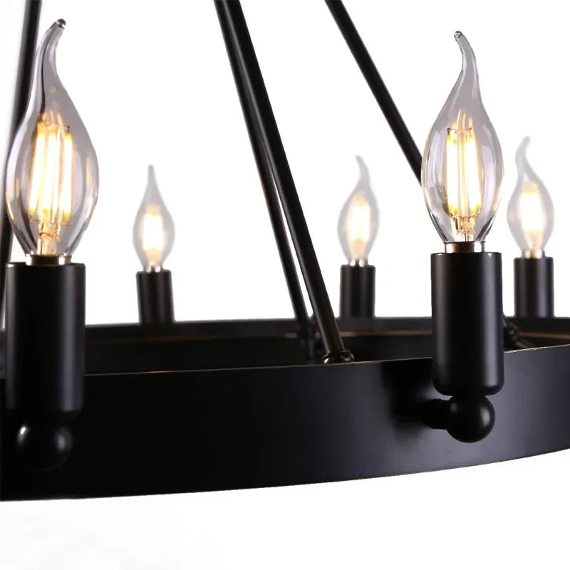 Industrial Vintage Chandelier Retro Wrought Iron Antique Pendant Lights For Kitchen Bedroom Living Room Indoor Led Lighting - vue 4 sur 7