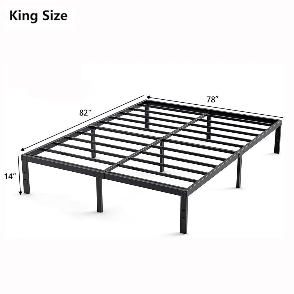 Metal Bed Frame – Heavy Duty Mattress Foundation with Anti-slip Steel Slat Support, Durable Platform Base with Underbed Storage - vue 9 sur 12