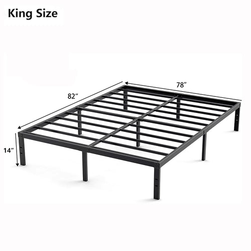 Metal Bed Frame – Heavy Duty Mattress Foundation with Anti-slip Steel Slat Support, Durable Platform Base with Underbed Storage - vue 10 sur 12