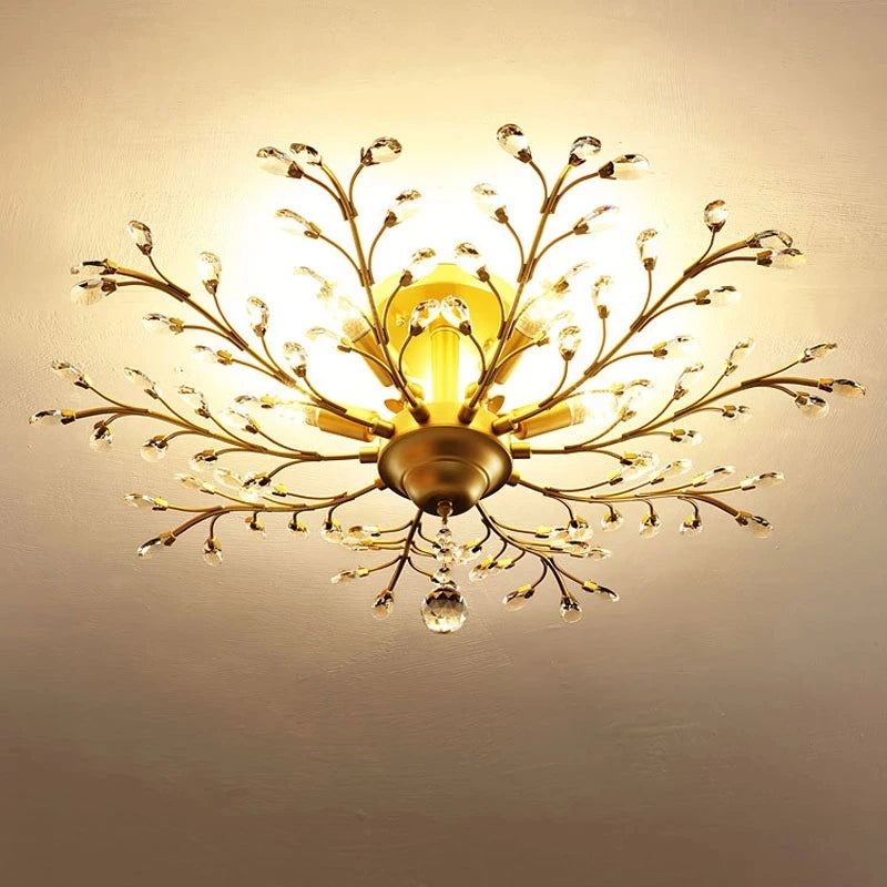 Vintage bougie suspension nordique LED lustre en cristal pour salon chambre cuisine Villa hôtel Hall luminaire - vue 5 sur 17