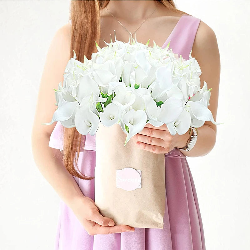 lot de fleurs artificielles lys calla pour mariage et décoration florale - vue 6 sur 23