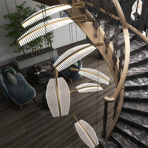 Modern leaf pendant LED vintage lighting - vue 3 sur 10
