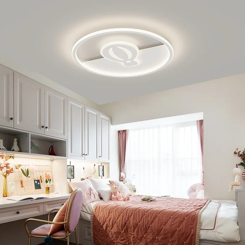 plafonnier rond scandinave motif avion et nuage pour enfants - vue 4 sur 13