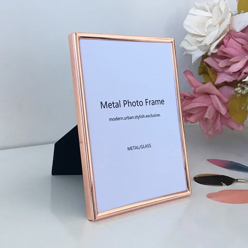 Elegant Minimalist Gold Metal Frame, Wall Mount, Tabletop Picture Frame, Slim Border, Home Decor, 12 Inch, A4 - vue 5 sur 5