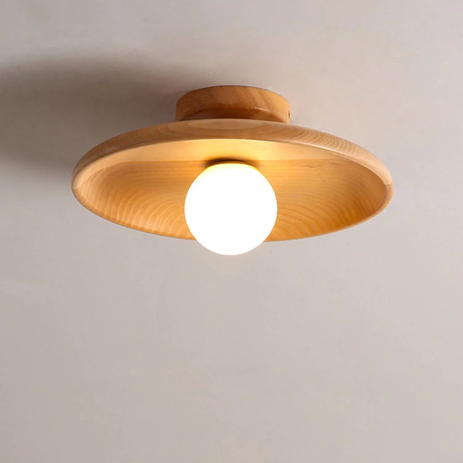 lampe de plafond led en bois moderne suspendue - vue 3 sur 12