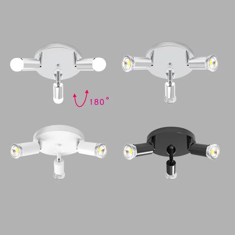 Plafonniers LED nordiques 3 têtes Chrome rotatif allée éclairage projecteurs pour balcon entrée couloir décor Luminaires Lustre - vue 6 sur 9