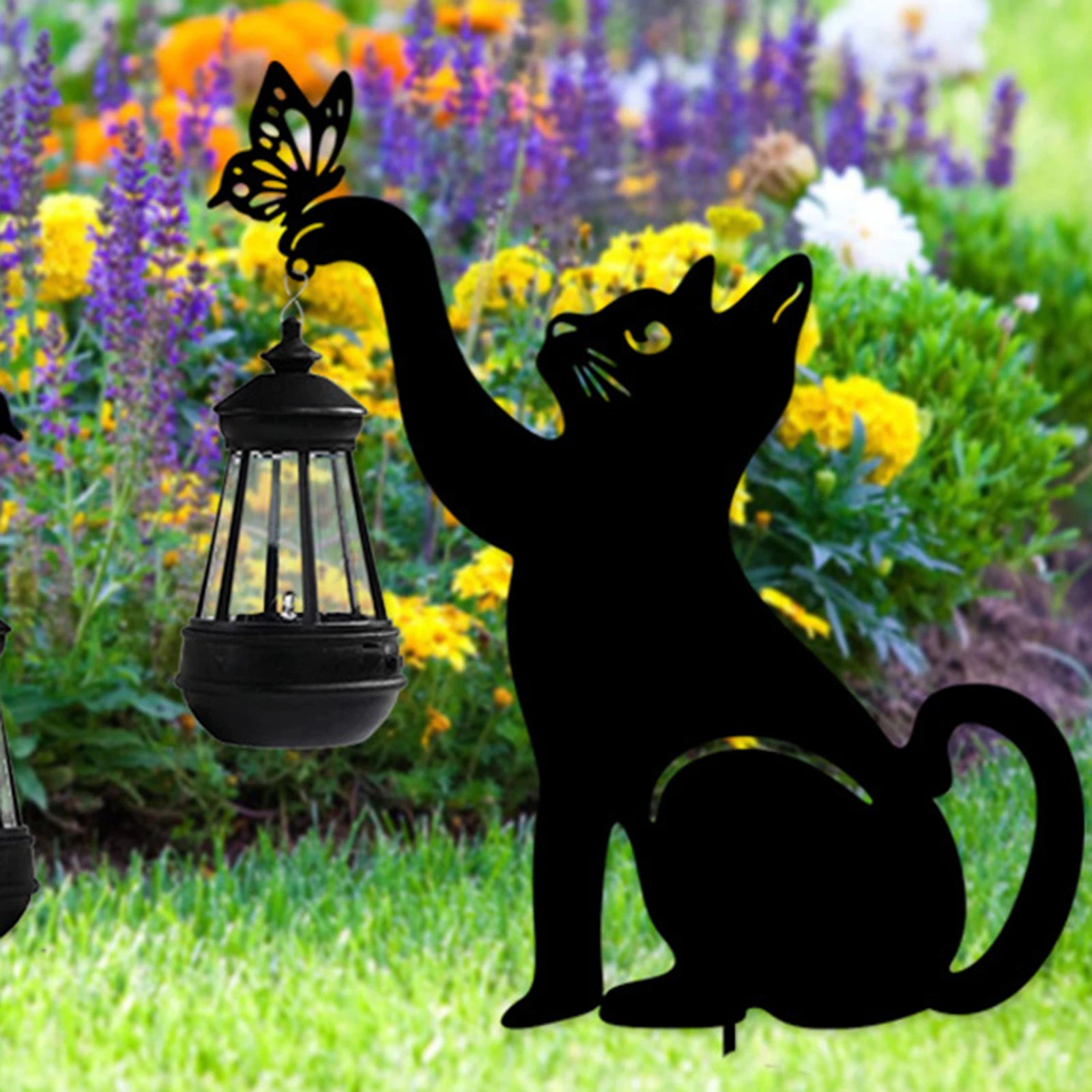 lanterne solaire suspendue silhouette de chat décorative étanche multifonctionnelle - vue 4 sur 6