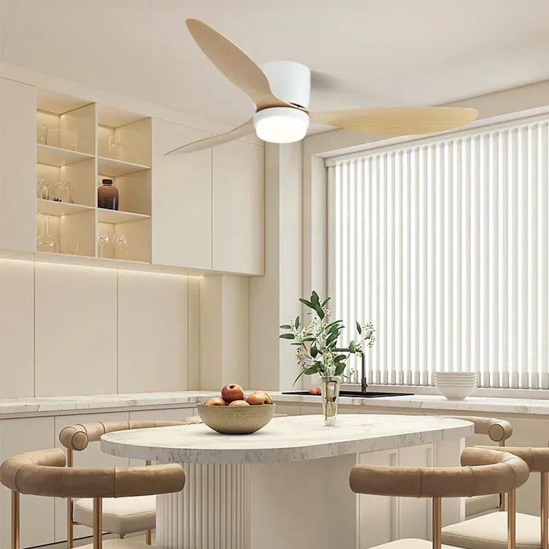plafonnier ventilateur lumineux avec télécommande design nordique - vue 6 sur 11