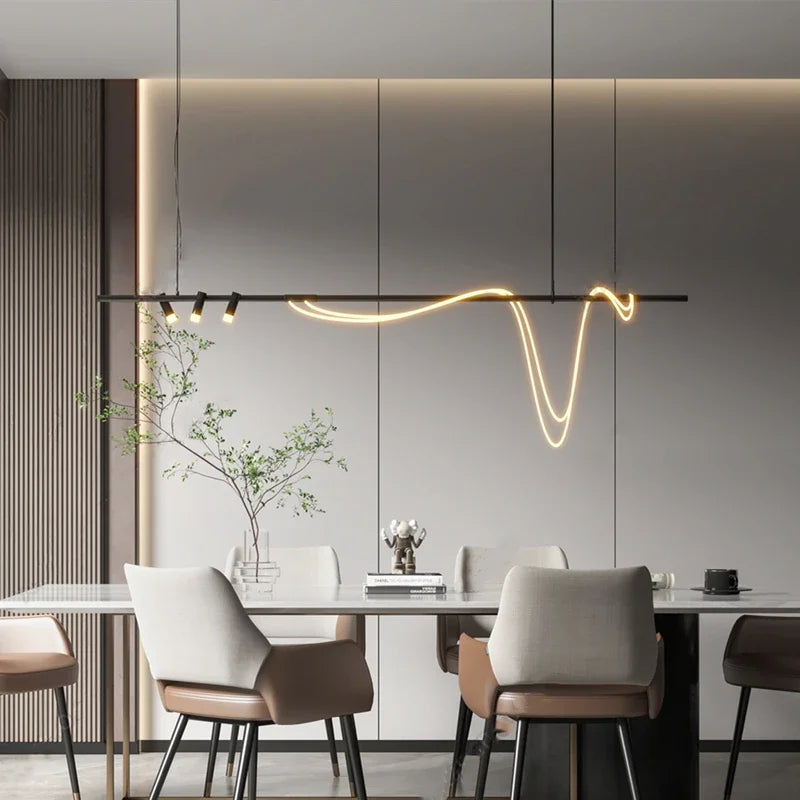 Minimalist nordic LED chandelier for restaurants and bars - vue 3 sur 9