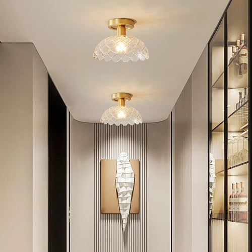 Lampe décoration plafonnier verre cuivre LED