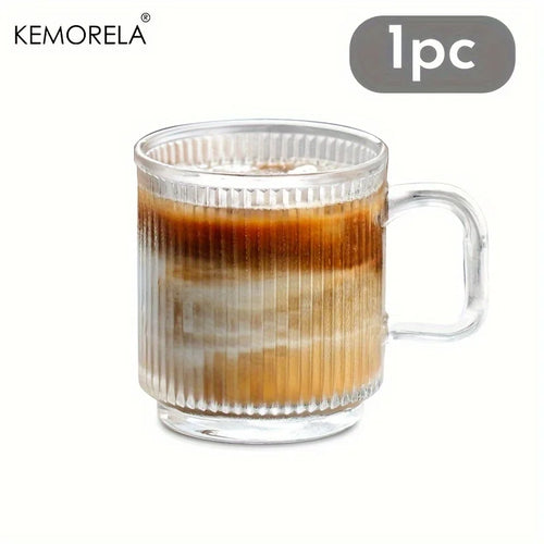 Tasse verre strié vertical avec anse 350 ml