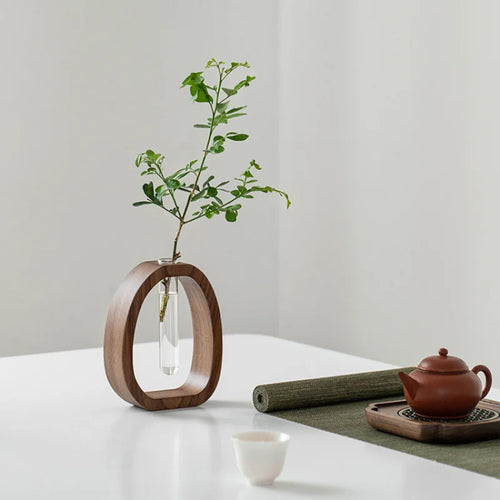 ustensile floral en bois massif vase en verre pour plantes en eau - vue 4 sur 7