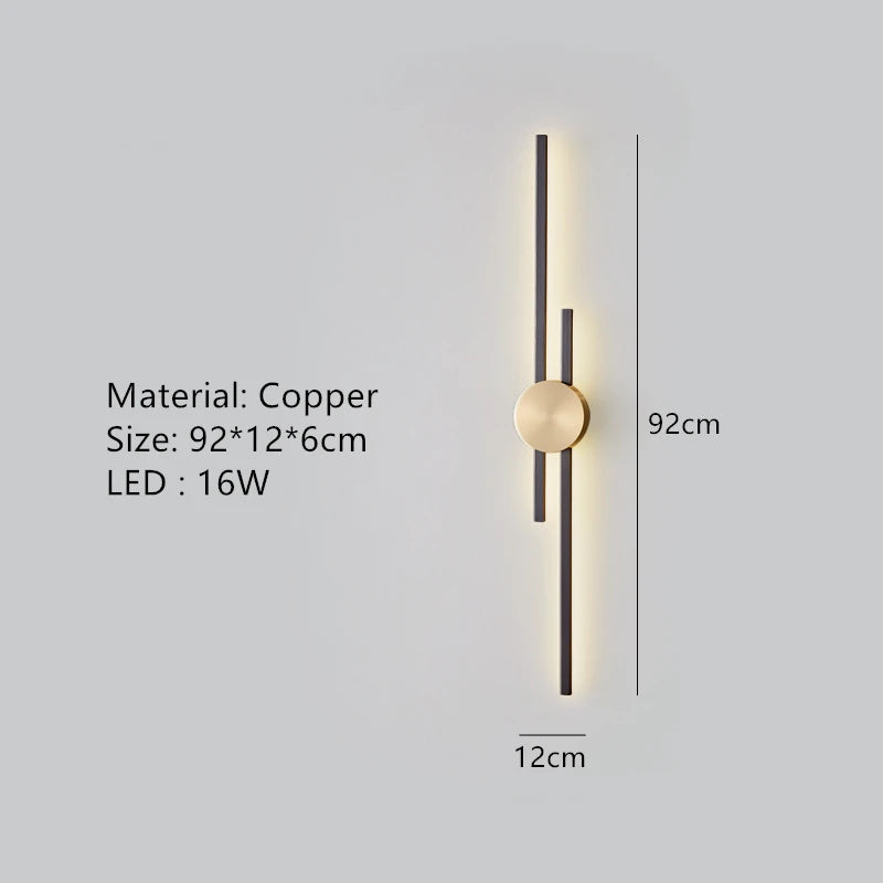 minimalist brass LED wall light for restaurant and aisle - vue 9 sur 18