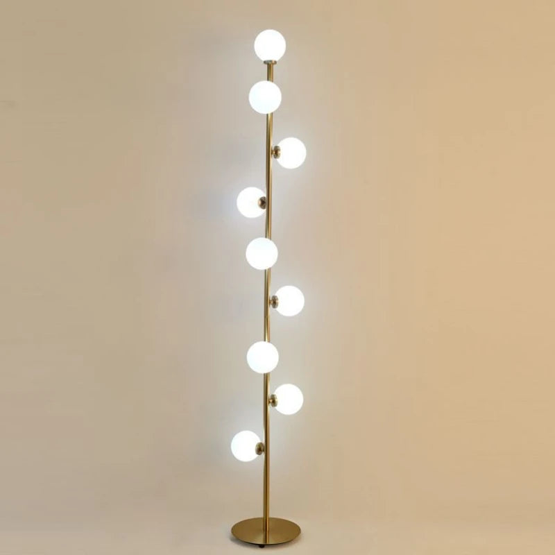 Lampadaire boule de verre blanc à 9 têtes - vue 4 sur 7