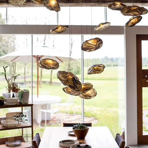lustre moderne 	 en verre pour restaurant et magasin de vêtements