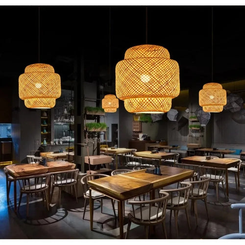 Chinese Style Bamboo Pendant Light, 30cm, D'Nik Decorative Lighting, Ideal for Restaurant