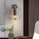 Walnut Wood Circle Brass bird, Wabi-sabi Modern style, Wall Sconce light for Bedroom, Bedside, Living, Recreation, Study
