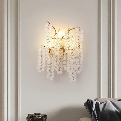applique murale led moderne en cristal et aluminium doré art déco - vue 3 sur 21