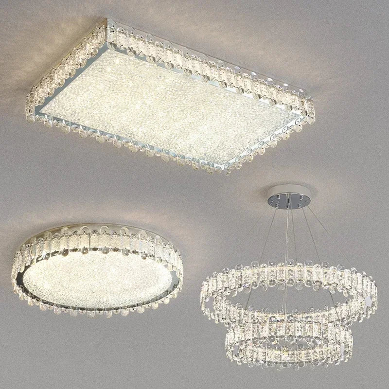 lustre moderne en cristal avec lampes led pour décoration - vue 7 sur 26